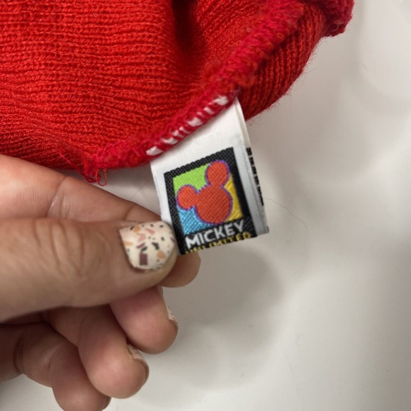 Mickey Mouse Beanie Hat Unisex Red Solid One Size - Picture 5 of 6
